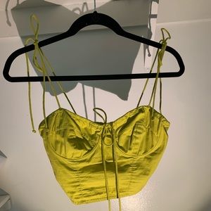 Cleobella yellow self-tie crop top